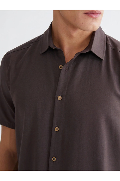 LC Waikiki Ανδρικό πουκάμισο Oxford σε κανονική γραμμή από ανθρακί ύφασμα