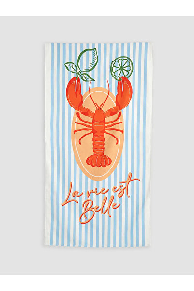 LC Waikiki Γυναικεία πετσέτα θαλάσσης με μικτές ρίγες και στάμπα 70x150 εκ.