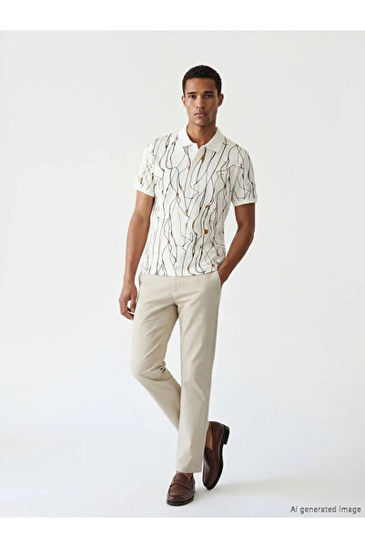 LC Waikiki Γκρι ανδρικό παντελόνι από γαμπαρντίνα σε στενή γραμμή