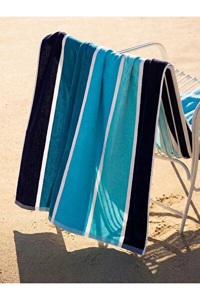 LC Waikiki Ανδρική πετσέτα παραλίας σε μπλε ριγέ σχέδιο 70x150 εκ.