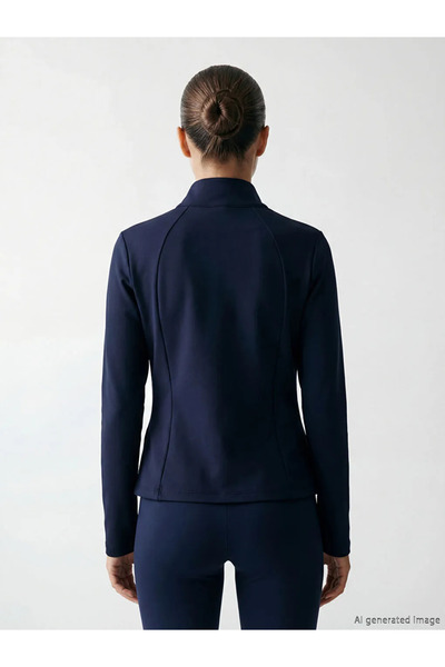 LC Waikiki Γυναικείο φούτερ με φερμουάρ σε μπλε ναυτικό χρώμα