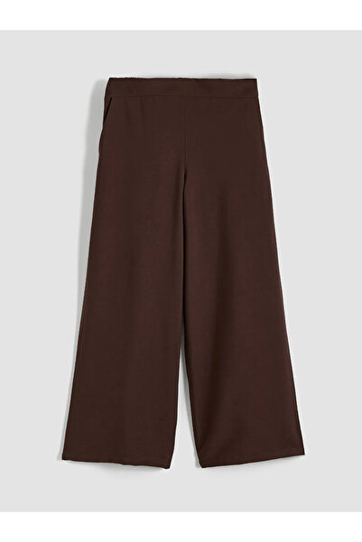 LC Waikiki Καφέ γυναικείο παντελόνι με ελαστική μέση και φαρδύ πόδι