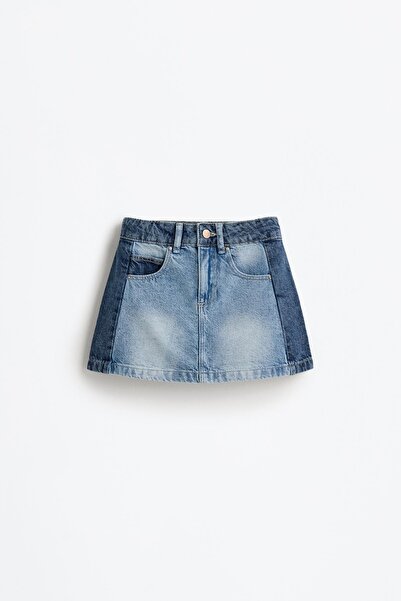 LEFTIES Denim color block etek