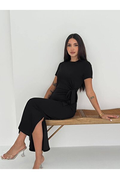 PIOVE Women's Long Dress with Waist Tie Detail – Viscose Maxi Casual Dress wi...