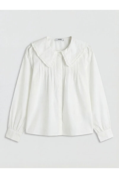 LC Waikiki Λευκό γυναικείο πουκάμισο με γιακά μωρού