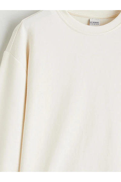 LC Waikiki Φούτερ για κορίτσια σε χρώμα εκρού με λαιμόκοψη ποδηλάτου και απαλ...