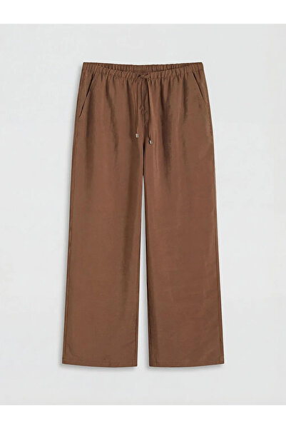 LC Waikiki Καφέ Γυναικείο Παντελόνι Μοντάλ Mix με Ελαστική Μέση