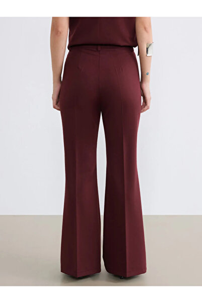 LC Waikiki Γυναικείο παντελόνι μπορντό Petite Spanish Flare