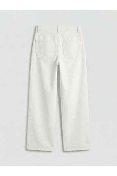 LC Waikiki Λευκό γυναικείο τζιν παντελόνι ίσιας γραμμής