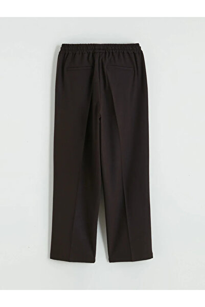 LC Waikiki Καφέ γυναικείο παντελόνι με ελαστική μέση