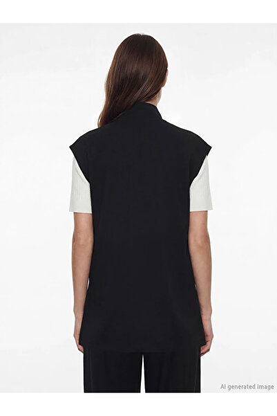 LC Waikiki Μαύρο γυναικείο γιλέκο με όρθιο γιακά