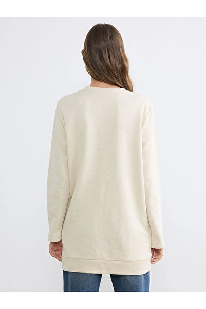 LC Waikiki Μπεζ γυναικείο φούτερ με λαιμόκοψη ποδηλάτου