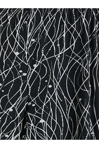 LC Waikiki Μαύρο ελαστικό στη μέση Με σχέδιο Γυναικείο Κάπρι