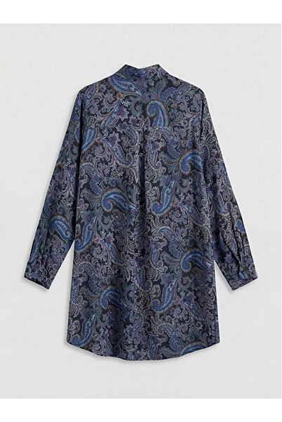 LC Waikiki Γυναικείο πουκάμισο τουνίκ με μπλε ναυτικό σχέδιο