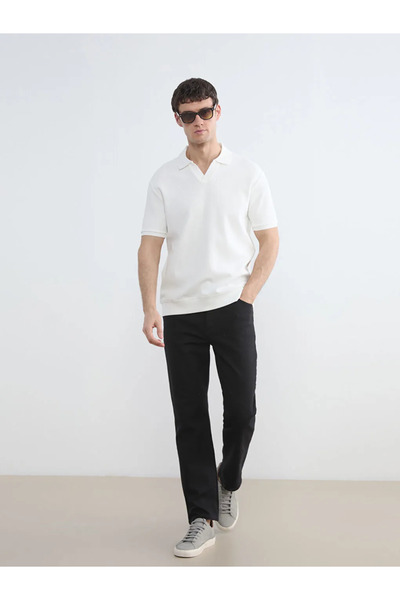LC Waikiki Μαύρο ανδρικό παντελόνι Gabardine Standard Fit