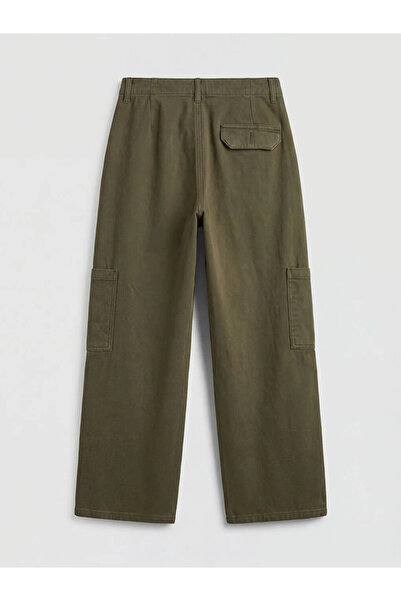 LC Waikiki Χακί Γυναικείο Παντελόνι Τζιν Cargo με Ελαστική Μέση