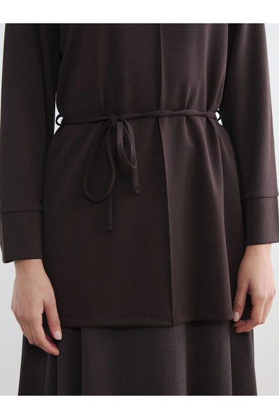 LC Waikiki Καφέ γυναικείο φούτερ με λαιμόκοψη τούνικ