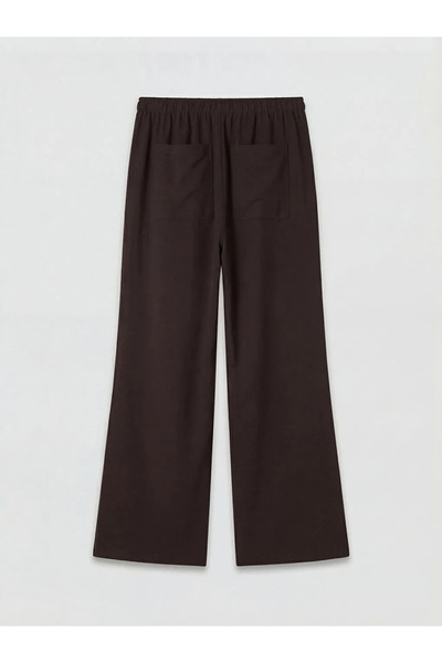 LC Waikiki Καφέ γυναικείο παντελόνι με ελαστική μέση και φαρδύ πόδι