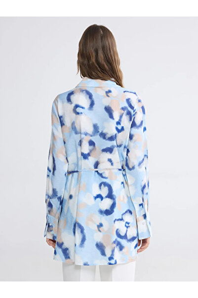 LC Waikiki Γυναικείο πουκάμισο τουνίκ με μπλε σχέδιο μπατίκ