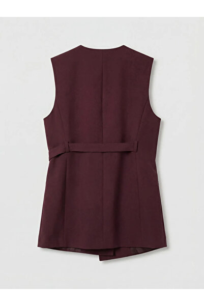 LC Waikiki Μπορντό διπλό πέτο Γυναικείο Κλασικό Γιακά Γιλέκο