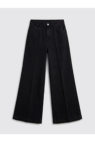 LC Waikiki Μαύρο γυναικείο τζιν παντελόνι με φαρδύ πόδι