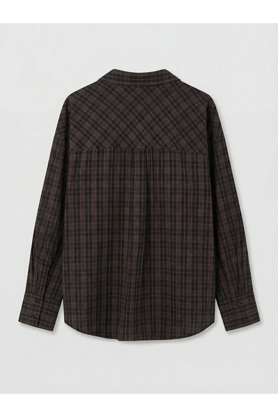 LC Waikiki Καφέ καρό oversized γυναικείο πουκάμισο