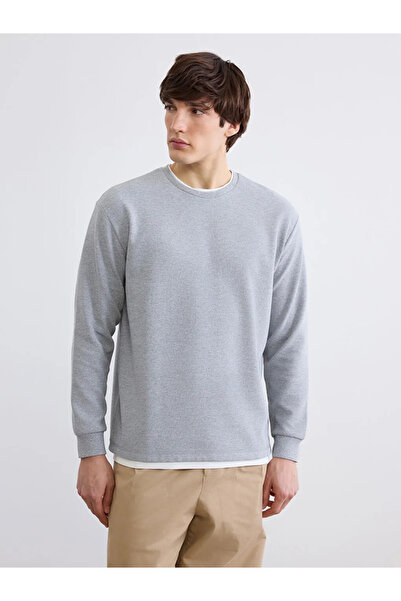 LC Waikiki Gray Layered Look Crew Neck Men's Sweatshirt