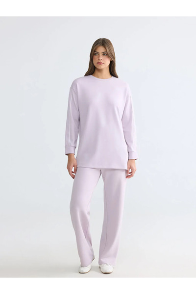 LC Waikiki Γυναικείο φούτερ Lilac Crew Neck Soft Touch