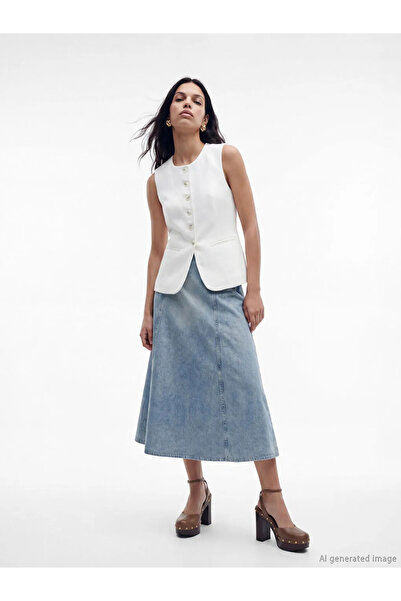 LC Waikiki Λευκό γυναικείο κλασικό γιλέκο από ποπλίνα με λαιμόκοψη ποδηλάτου