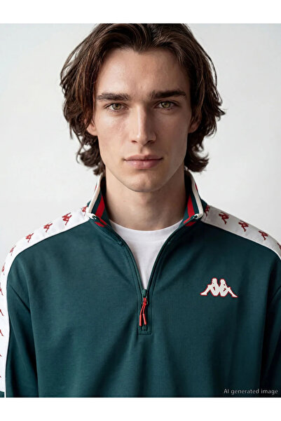 LC Waikiki Green Stand Collar Printed Unisex Sweatshirt