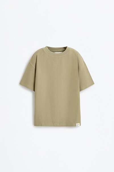 LEFTIES Dokulu ottoman kumaşlı t-shirt