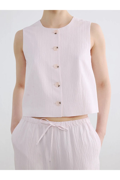 LC Waikiki Ροζ γυναικείο κλασικό γιλέκο με λαιμόκοψη ποδηλάτου