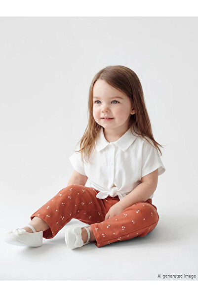 LC Waikiki Red Floral Baby Girl Gabardine Pants
