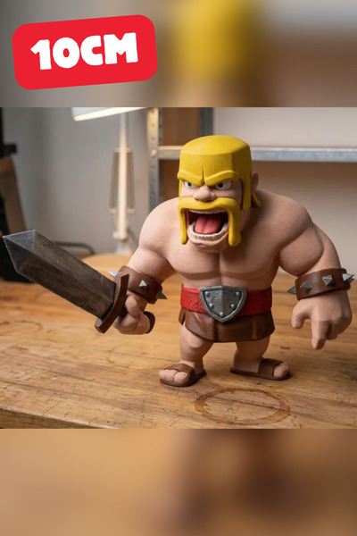 Genç 3D Barbar Savaşçı Figürü - 10cm - Clash of Clans Dekoratif Masaüstü Heykel
