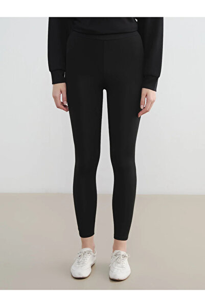 LC Waikiki Μαύρο ψηλόμεσο γυναικείο κολάν παντελόνι