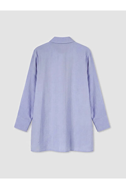 LC Waikiki Λιλά Κρίνκλ Γυναικείο Πουκάμισο Τουνίκ