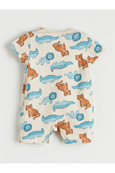 LC Waikiki Beige Printed Baby Boy Overalls 2-Pack