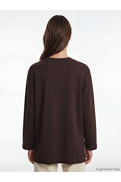 LC Waikiki Καφέ γυναικείο φούτερ με ψηλό γιακά oversize