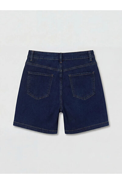 LC Waikiki Γυναικείο τζιν σορτς σε μπλε ναυτικό χρώμα με ψηλή μέση