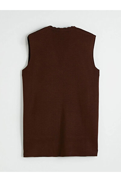 LC Waikiki Καφέ γυναικείο πλεκτό γιλέκο με λαιμόκοψη σε σχήμα V