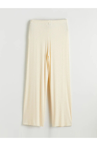 LC Waikiki Εκρού Γυναικείο Παντελόνι Πιτζάμας με Ελαστική Μέση