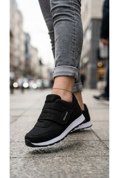 VELLINA Women's Black Single Velcro Casual Comfortable Sole Comfortable Soft Walking Daily Sneaker Sports Shoes
