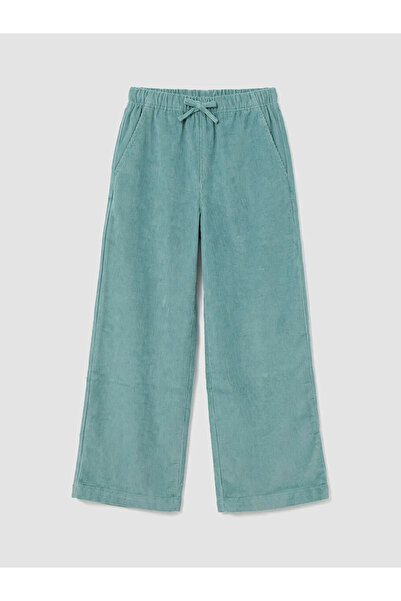 LC Waikiki Πράσινο βελούδινο κοριτσίστικο παντελόνι με ελαστική μέση