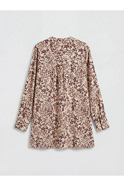 LC Waikiki Πορτοκαλί γυναικείο τουνίκ με λουλούδια στο γιακά