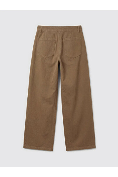 LC Waikiki Γυναικείο τζιν παντελόνι καφέ Wideleg