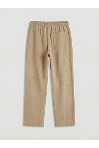 LC Waikiki Beige Boys' Poplin Trousers with Elastic Waist