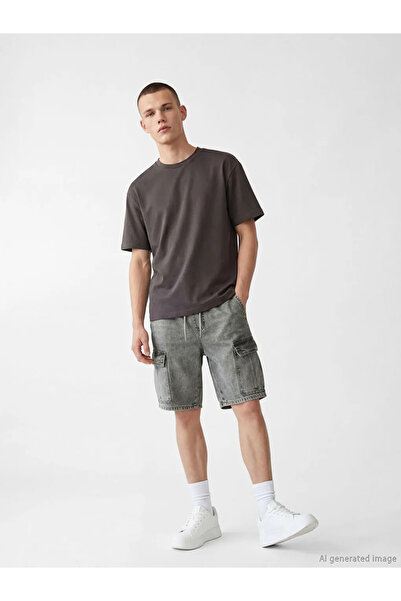 LC Waikiki Γκρι ανδρικό τζιν σορτς σε κανονική γραμμή