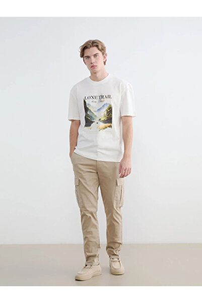 LC Waikiki Ανδρικό παντελόνι καργκοντίνα σε μπεζ χρώμα, στενή γραμμή