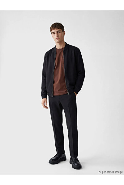 LC Waikiki Anthracite Mock Neck Men's Zippered Sweatshirt