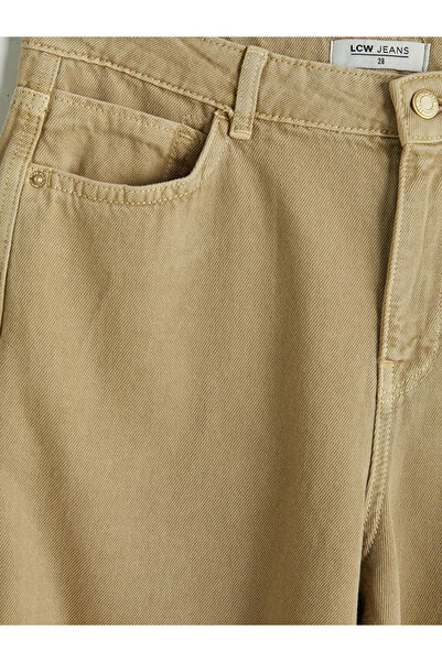 LC Waikiki Μπεζ γυναικείο τζιν παντελόνι Wideleg